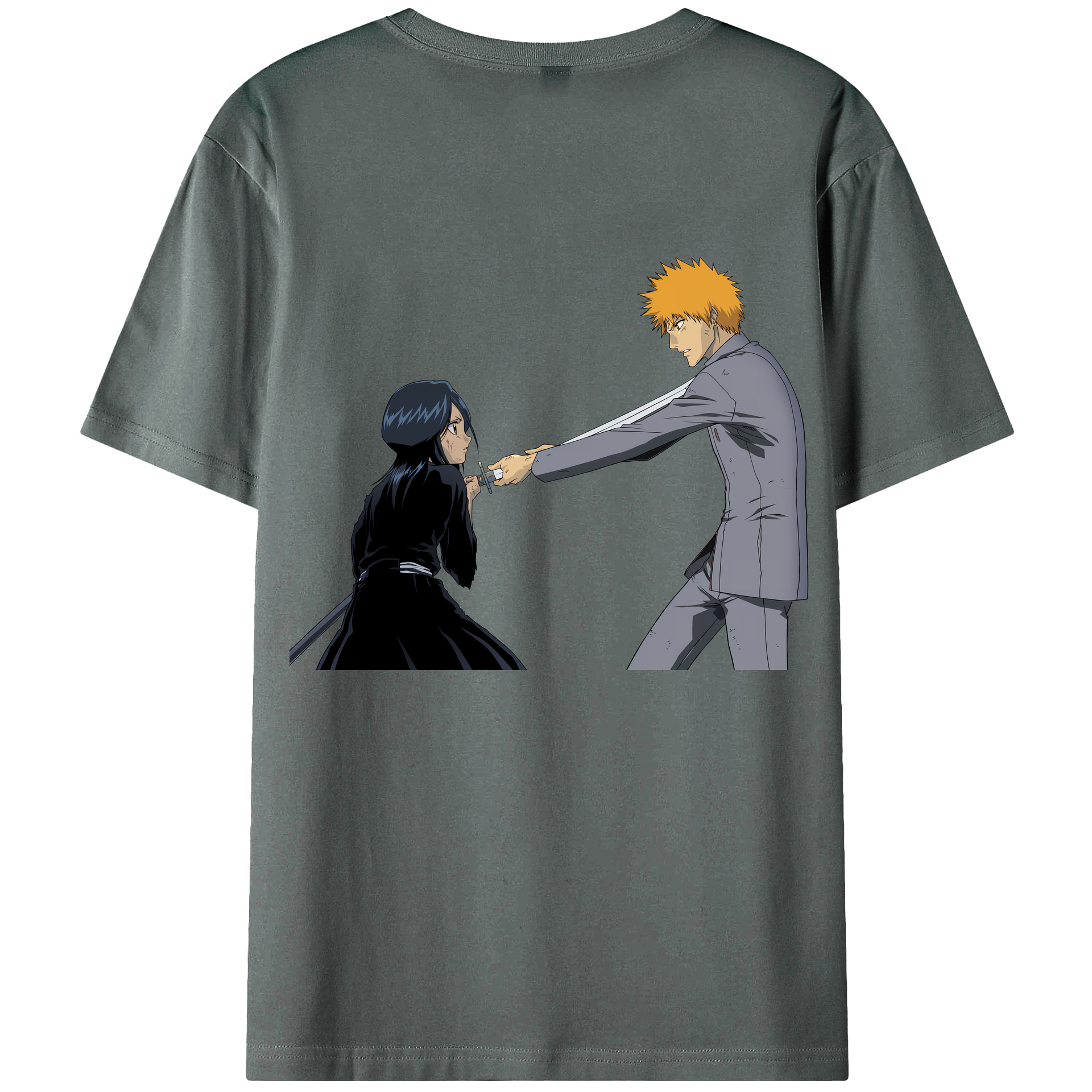 （画像用） ブリーチ 朽木ルキア BLEACH Kuchiki Rukia 綿100％ メンズ半袖Tシャツ（バックプリント） 通気性